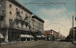 Auditorium and Main Street, Looking North South Bend, IN Postcard Postcard Postcard