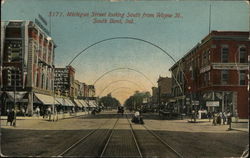 Michigan Street looking South from Wayne Street South Bend, IN Postcard Postcard Postcard