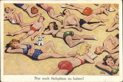 Bathers Lying on Beach Nur noch Stehplatze zu haben! Postcard