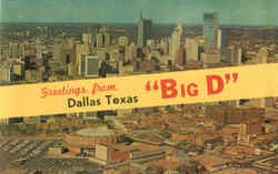 Greetings From Big D Dallas, TX Postcard Postcard