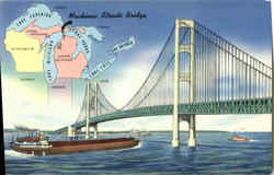 Mackinac Straits Bridge Michigan Postcard Postcard