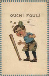 Ouch! Foul! Baseball Postcard Postcard