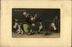 The Knock-Out - Bears Boxing Teddy Bears Postcard Postcard