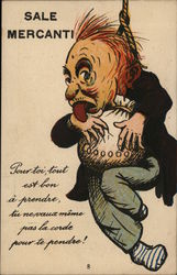 Sale Mercanti - Man Holding Sack Hanging from Noose Postcard