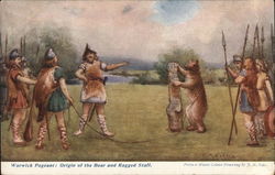 Warwick pageant: Origin of the Bear and Ragged Staff Theatre Postcard Postcard