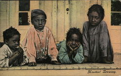 Four Black Children Posing Casually Postcard