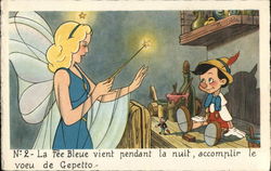 No 2 - La Fee Bleue vient pendant la nuit, accomplir le voeu de Gepetto. Postcard