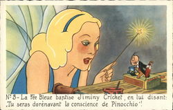 Fairy with Wand near Jiminy Cricket Postcard