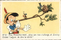 Pinocchio with Tree Branch on Nose with Bird's Nest Postcard