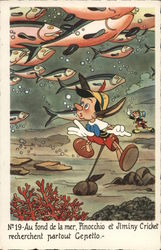 Pinocchio Under Water With Fish and Coral Disney Postcard Postcard