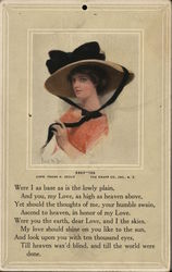 Ida - Woman in Hat with Black Bow Women Postcard Postcard