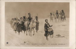 Drummer Marching in Front of Troops, Leader on Horseback Military Postcard Postcard