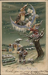 A Happy New Year Elves Postcard Postcard