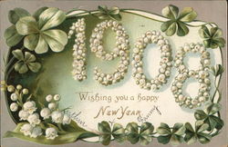 1908 Wishing you a happy New Year Postcard