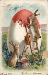 Easter Greetings With Bunnies Postcard Postcard