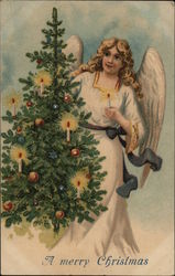 A merry Christmas Angels Postcard Postcard