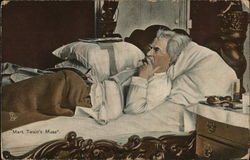 "Mark Twain's Muse," He is Laying in Bed, Smoking Men Postcard Postcard