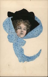 Pretty Girl - Hand Colored Postcard