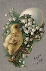 Easter Greetings With Chicks Postcard Postcard