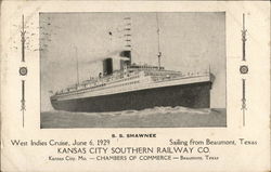 S. S. Shawnee - West Indies Cruise, June 6, 1929 Postcard