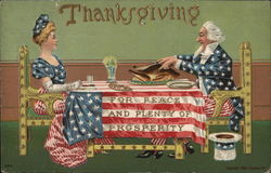 Thanksgiving for Peace and Plenty of Prosperity Uncle Sam Lady Liberty Patriotic Postcard Postcard