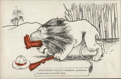 Lion Swallowing Man, Boots Sticking Out of Its Mouth Postcard