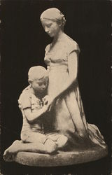 Woman and Child Sculpture Postcard