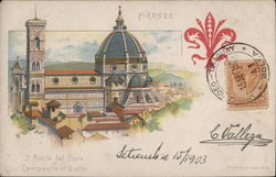 Firenze - Building with Steeple and Domed Top Postcard