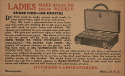 Small Suitcase Filled with Products from Duchess Laboratories Postcard