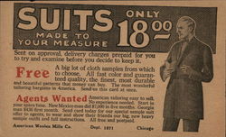 Suits Made To Your Measure Advertising Postcard Postcard