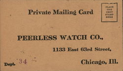 Correspondence Card from Peerless Watch Co. Postcard