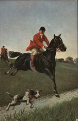 A Horse and Rider with Dog Hunting Postcard Postcard