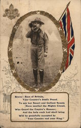 Uniformed Bugler Over British Flag - Be Prepared Postcard