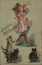 Sincere Wishes Cats Postcard Postcard