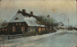 Nighttime Snowy House Postcard