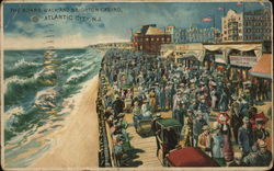 The Boardwalk and Brighton Casino, Atlantic City, N.J. Postcard