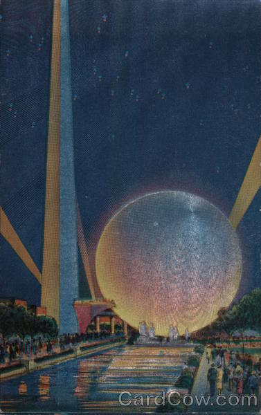 Night Scene - Theme Center 1939 NY World's Fair Postcard