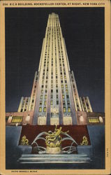 RCA Building - Rockefeller Center at Night New York, NY Postcard Postcard Postcard