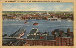 River Front and Camden, N.J. skyline from Philadelphia side, Philadelphia, PA Postcard