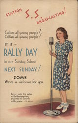 Station S.S. Broadcasting - It is Rally Day in our Sunday School Next Sunday! Postcard Postcard Postcard