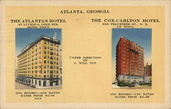 The Atlantan Hotel The Cox-Carlton Hotel Georgia Postcard Postcard Postcard