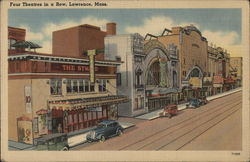 Four Theatres in a Row Lawrence, MA Postcard Postcard Postcard