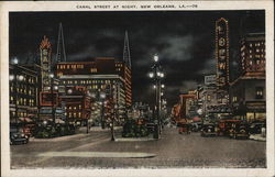 Canal Street at Night New Orleans, LA Postcard Postcard Postcard