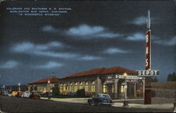 Colorado and Southern R.R. Station, Burlington Bus Depot Cheyenne, WY Postcard Postcard Postcard