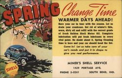 Spring Oil Change Reminder Miner's Shell Service Postcard