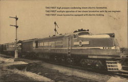 The first high pressure condensing steam-electric locomotive. Trains, Railroad Postcard Postcard Postcard