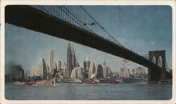 Bridge and Manhattan Skyline - United Air Lines New York, NY Postcard Postcard Postcard