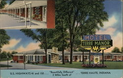 Terre Manor U.S. Highways 41 and 150 "Beautifully Different" 2 miles south of Terre Haute, Indiana Postcard Postcard Postcard