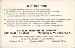 Crystal Fluid Filter Company Postcard