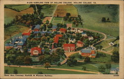 N-215-Airplane View of Hollins College. Hollins College, VA. Postcard